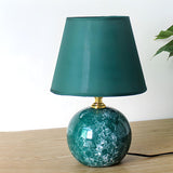 Stylish Nordic Fabric Shade Globe Ceramic Table Lamp Image - 19