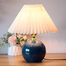 Stylish Nordic Fabric Shade Globe Ceramic Table Lamp Image - 2