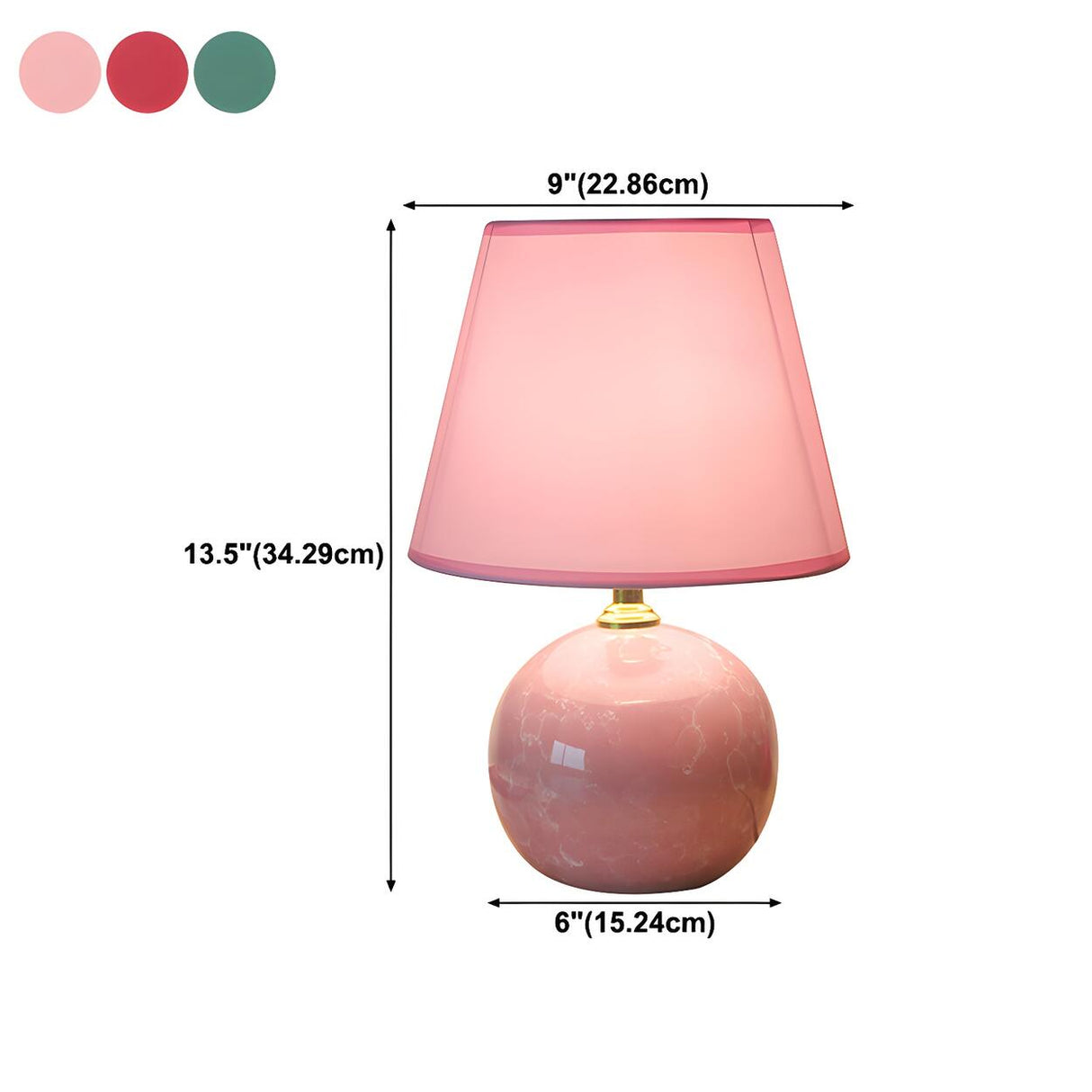 Stylish Nordic Fabric Shade Globe Ceramic Table Lamp 