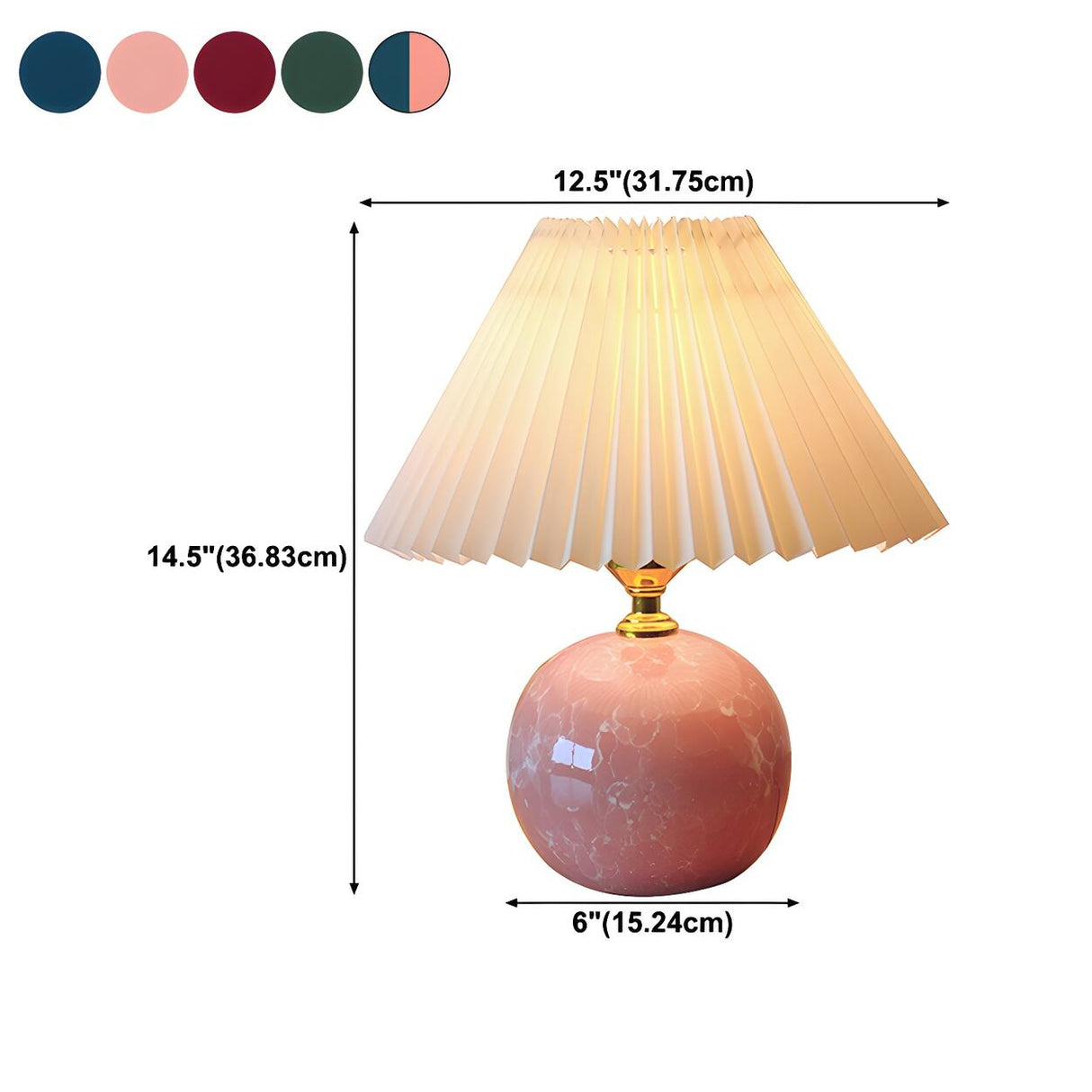 Stylish Nordic Fabric Shade Globe Ceramic Table Lamp Image - 23