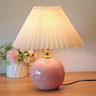 Stylish Nordic Fabric Shade Globe Ceramic Table Lamp Image - 4