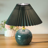 Stylish Nordic Fabric Shade Globe Ceramic Table Lamp Image - 6