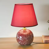 Stylish Nordic Fabric Shade Globe Ceramic Table Lamp Image - 7