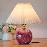 Stylish Nordic Fabric Shade Globe Ceramic Table Lamp Image - 9