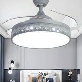 Stylish Nordic Gray Round Ceiling Fan with LED Light Image - 1