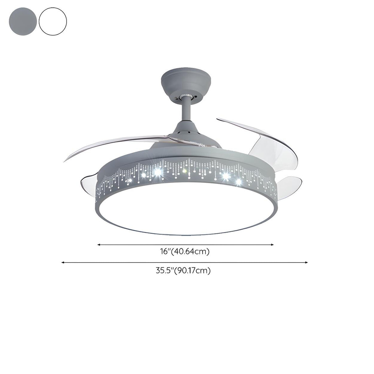 Stylish Nordic Gray Round Ceiling Fan with LED Light 