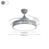 Stylish Nordic Gray Round Ceiling Fan with LED Light #size