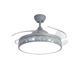 Stylish Nordic Gray Round Ceiling Fan with LED Light Image - 7