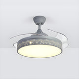 Stylish Nordic Gray Round Ceiling Fan with LED Light Image - 8