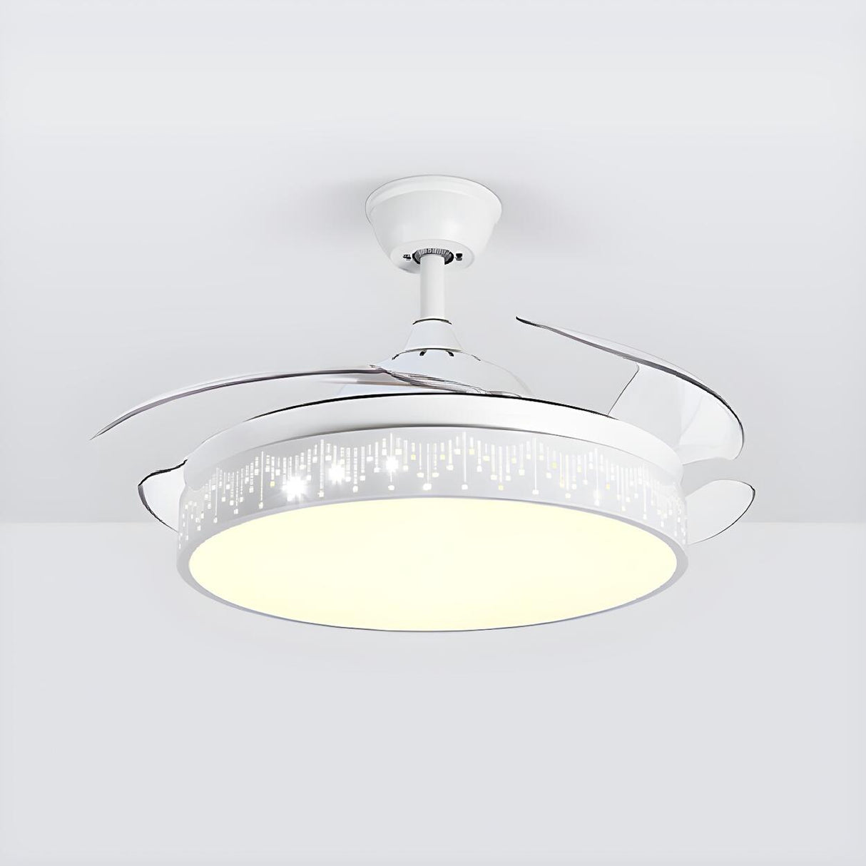 Stylish Nordic Gray Round Ceiling Fan with LED Light Image - 9