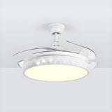 Stylish Nordic Gray Round Ceiling Fan with LED Light Image - 9