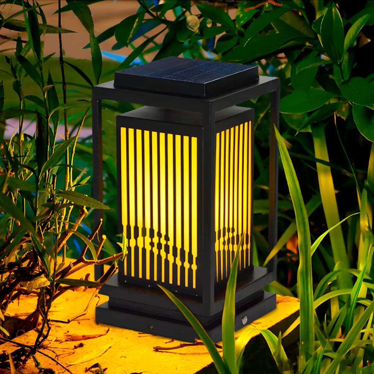 Stylish Outdoor Lantern Metal Black Waterproof Lamp Image - 11