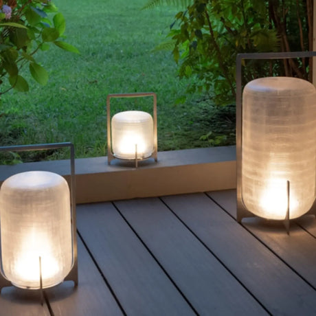 Stylish Oval Lantern Metal Frame LED Outdoor Table Lamp Image - 1