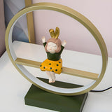 Stylish Playful Figurine Circle LED Night Table Lamp Image - 6