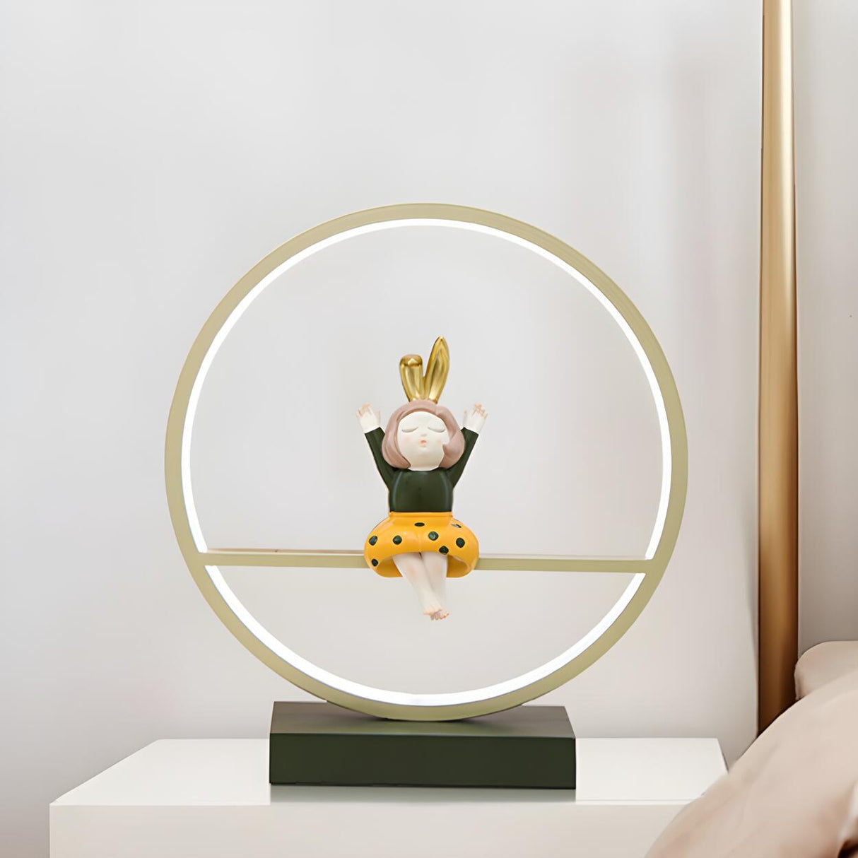 Stylish Playful Figurine Circle LED Night Table Lamp Image - 8