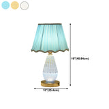 Stylish Pleated Fabric Shade Glass Geometric Table Lamp Image - 15