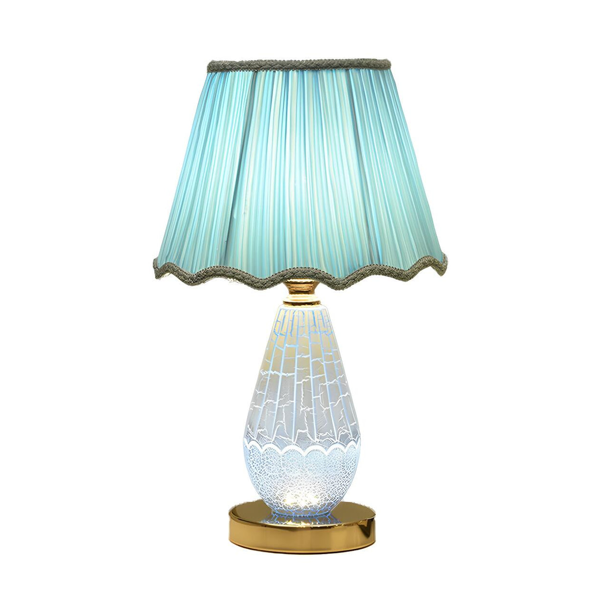 Stylish Pleated Fabric Shade Glass Geometric Table Lamp Image - 5