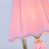 Stylish Pleated Fabric Shade Glass Geometric Table Lamp Image - 7