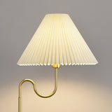 Stylish Pleated Gold Metal Floor Lamp with Storage Image - 12