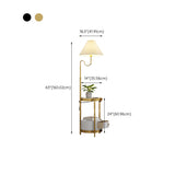 Stylish Pleated Gold Metal Floor Lamp with Storage Image - 14