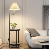 Stylish Pleated Gold Metal Floor Lamp with Storage Image - 3