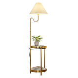 Stylish Pleated Gold Metal Floor Lamp with Storage Image - 9