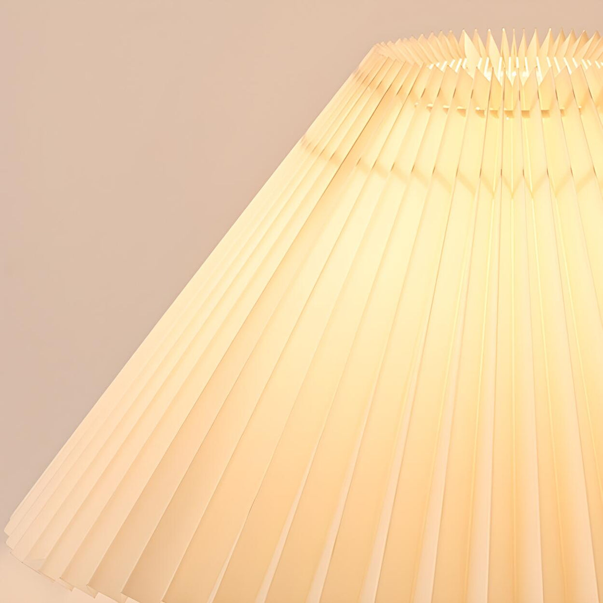 Stylish Pleated Shade Conical Wooden Base Table Lamp Image - 10