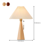 Stylish Pleated Shade Conical Wooden Base Table Lamp #size