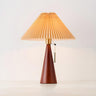 Stylish Pleated Shade Conical Wooden Base Table Lamp Image - 3