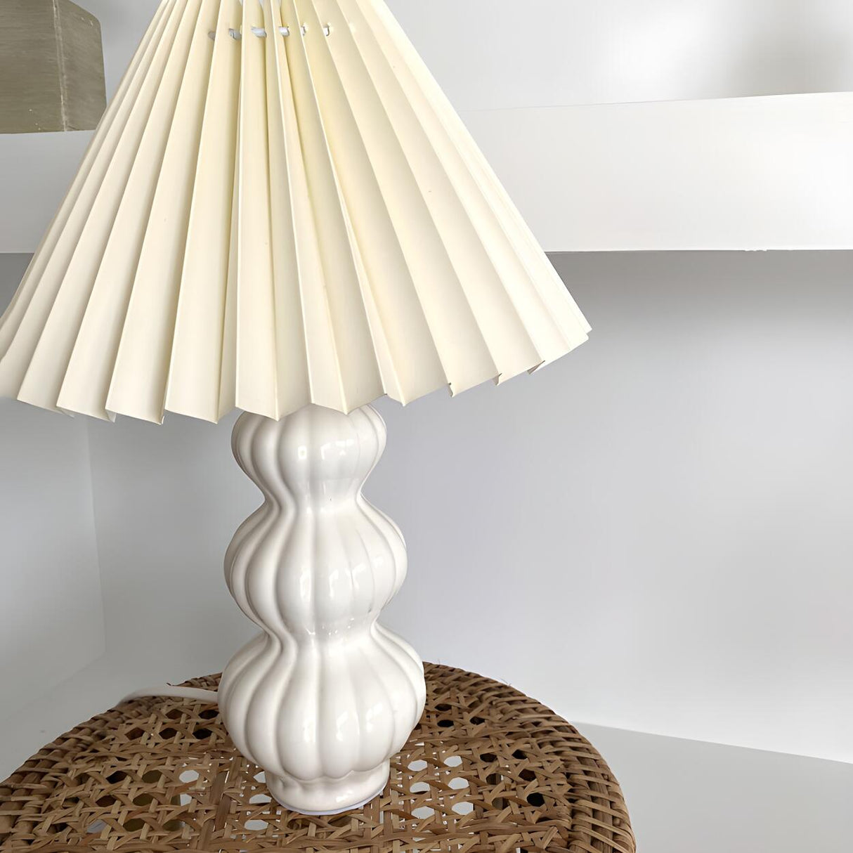 Stylish Pleated Shade Creative Tower Base Table Lamp Image - 15