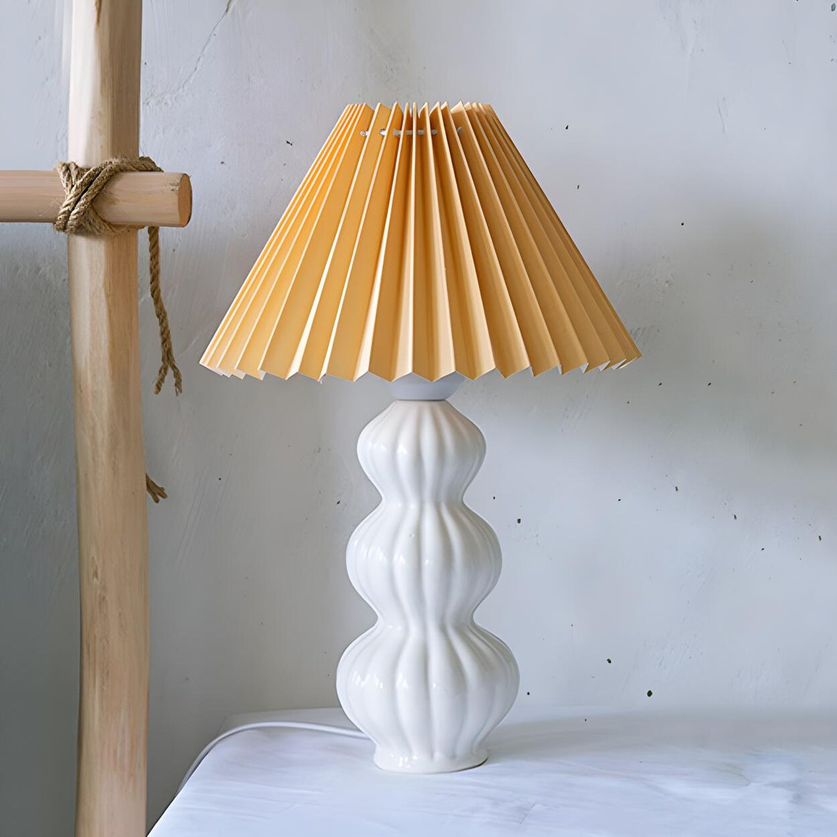 Stylish Pleated Shade Creative Tower Base Table Lamp Image - 2