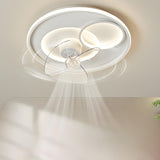 Stylish Recessed White Geometric Ceiling Fan with Light Image - 1