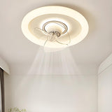 Stylish Recessed White Geometric Ceiling Fan with Light Image - 2