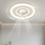 Stylish Recessed White Geometric Ceiling Fan with Light Image - 3