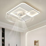 Stylish Recessed White Geometric Ceiling Fan with Light Image - 4