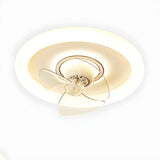 Stylish Recessed White Geometric Ceiling Fan with Light Image - 8