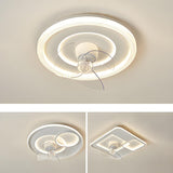 Stylish Recessed White Geometric Ceiling Fan with Light Image - 9