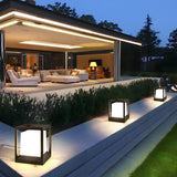 Stylish Rectangle Metal Frame Pillar Outdoor Table Lamp Image - 11