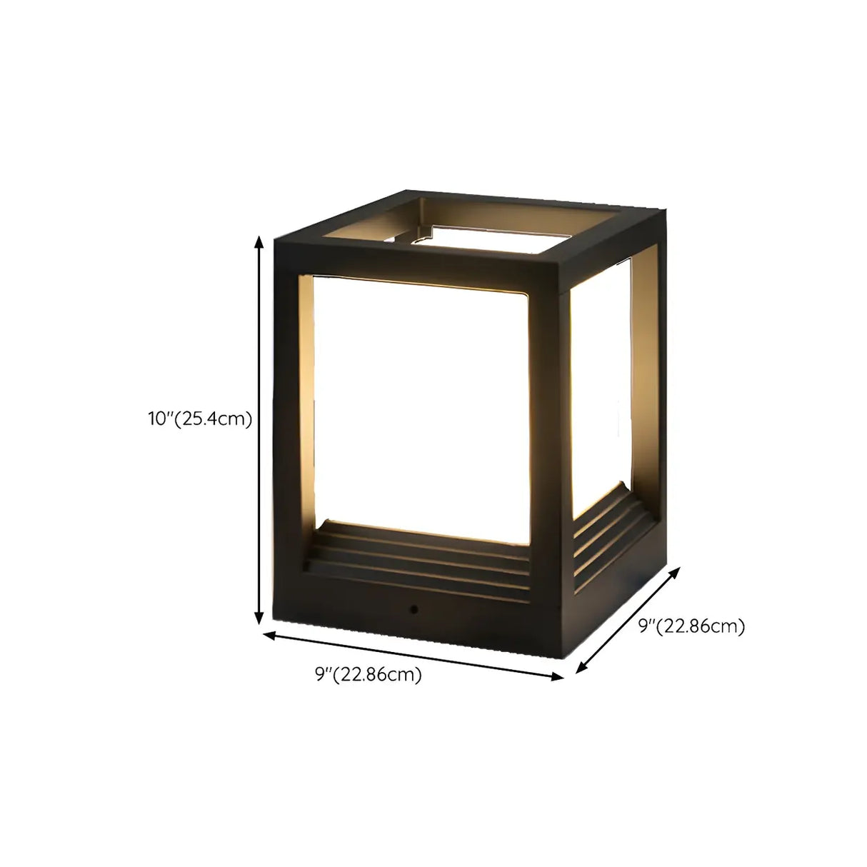 Stylish Rectangle Metal Frame Pillar Outdoor Table Lamp 