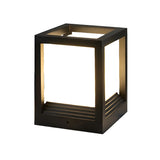 Stylish Rectangle Metal Frame Pillar Outdoor Table Lamp Image - 6