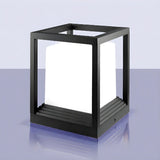 Stylish Rectangle Metal Frame Pillar Outdoor Table Lamp Image - 7