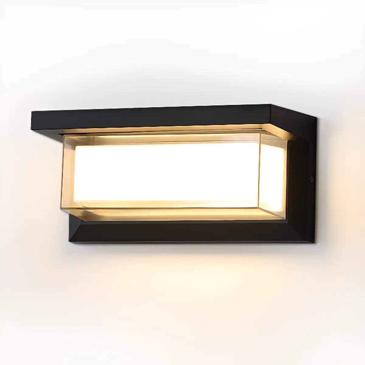 Stylish Rectangle Small Outdoor Metal Wall Light Black Image - 10