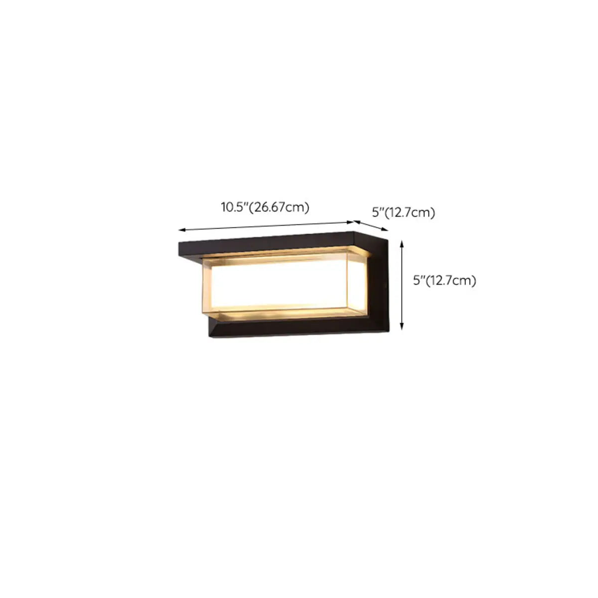 Stylish Rectangle Small Outdoor Metal Wall Light Black 