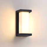 Stylish Rectangle Small Outdoor Metal Wall Light Black Image - 7