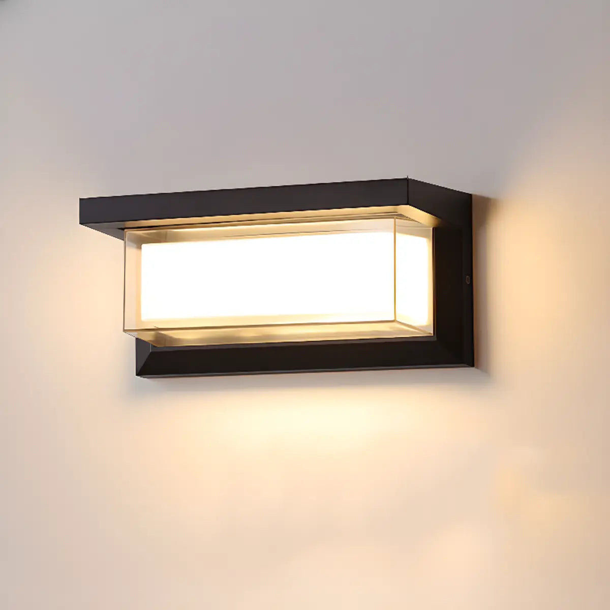 Stylish Rectangle Small Outdoor Metal Wall Light Black Image - 8