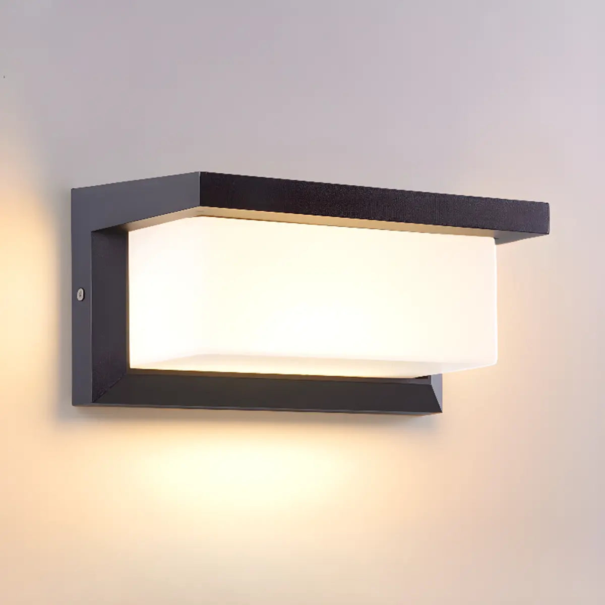 Stylish Rectangle Small Outdoor Metal Wall Light Black Image - 9