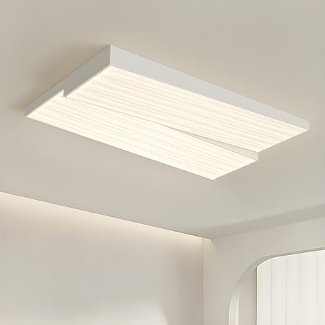 Stylish Rectangle White LED Flush Mount Ceiling Light Image - 2