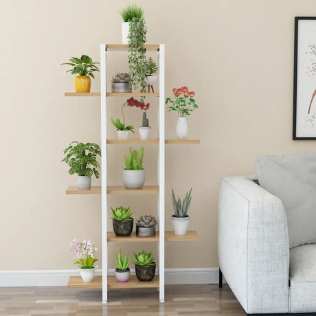 Stylish Rectangle Wood Storage Indoor Plant Stands Image - 1