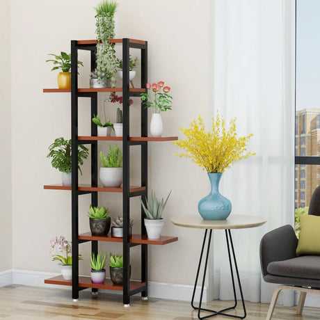 Stylish Rectangle Wood Storage Indoor Plant Stands Image - 2