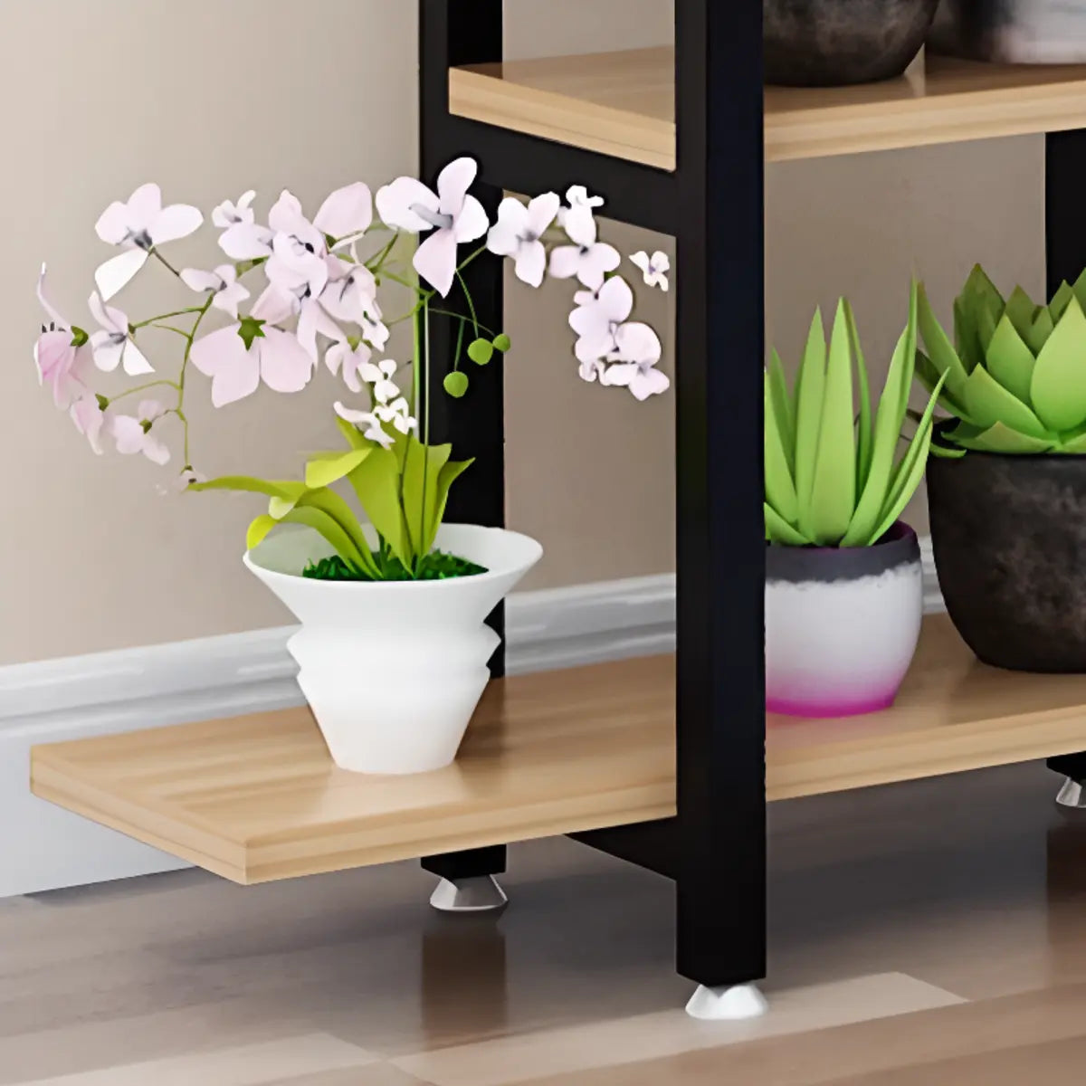 Stylish Rectangle Wood Storage Indoor Plant Stands Image - 8